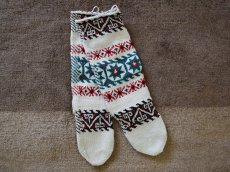 画像1: 新品 イラン製 アクリル混ウール ロング 26-27 cm 手編み靴下 ニットルームソックス Long Knit Room Socks n-al2627-53h5a7 (1)