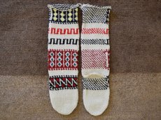 画像2: 新品 イラン製 アクリル混ウール ロング 22-23 cm 手編み靴下 ニットルームソックス Long Knit Room Socks n-al2223-34h5a7 (2)