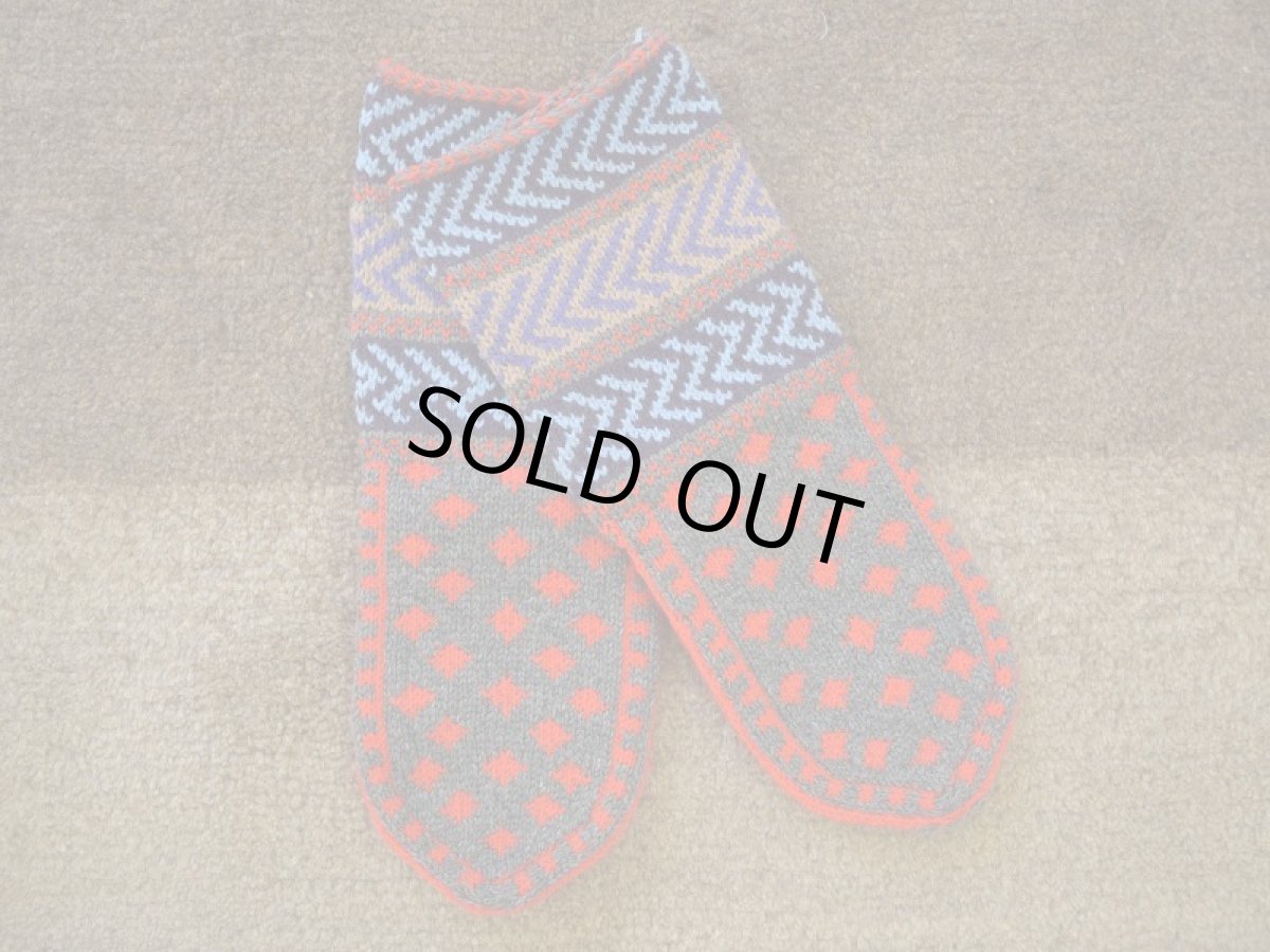 画像1: 新品 イラン製 アクリル混ウール ミドル 21-22 cm 手編み靴下 ニットルームソックス Long Knit Room Socks n-am2122-96h4a5 (1)