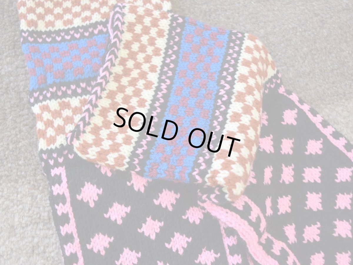 画像3: 新品 イラン製 アクリル混ウール ミドル 23-24 cm 手編み靴下 ニットルームソックス Long Knit Room Socks n-am2324-56h4a5 (3)