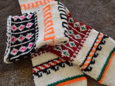 画像3: 新品 イラン製 アクリル混ウール ロング 22-23 cm 手編み靴下 ニットルームソックス Long Knit Room Socksn-al2223-29h5a7 (3)