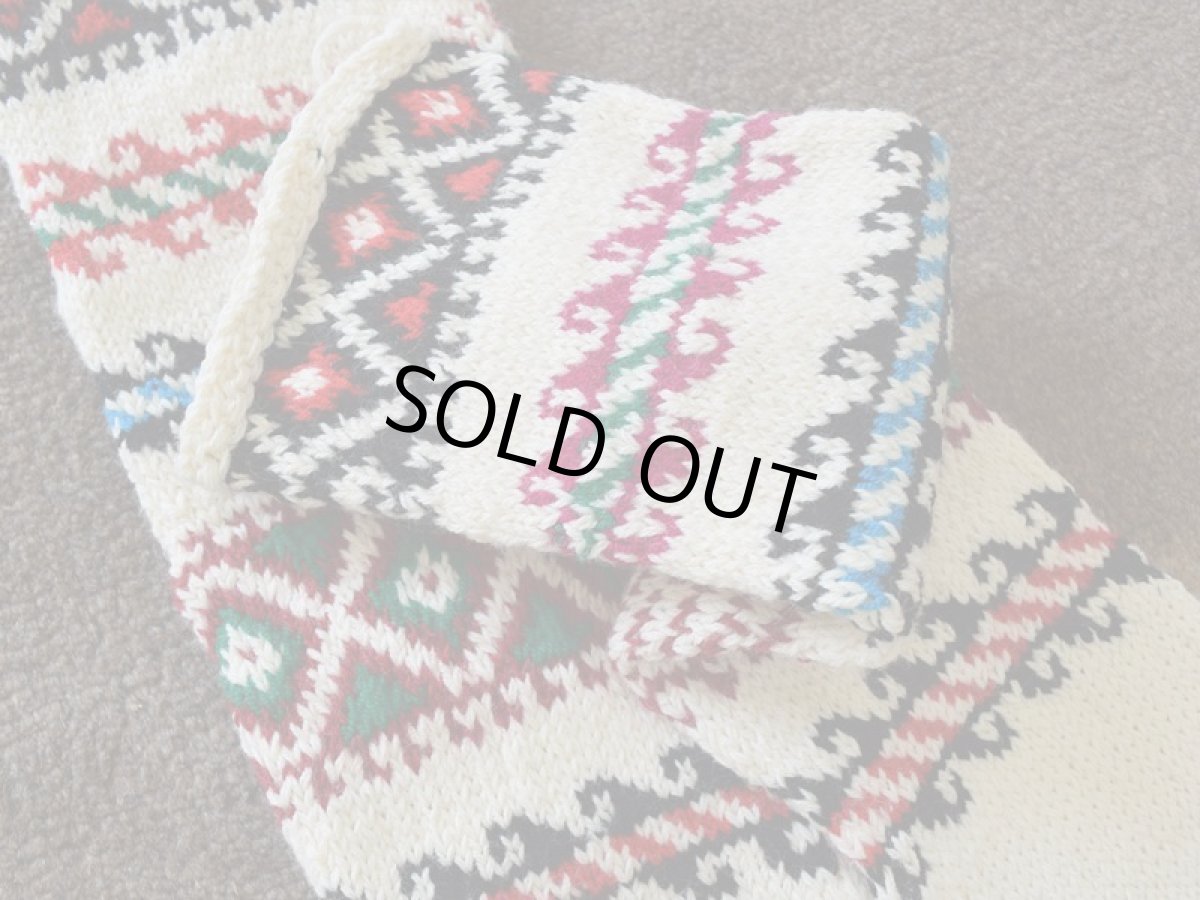 画像3: 新品 イラン製 アクリル混ウール ロング 23-24 cm 手編み靴下 ニットルームソックス Long Knit Room Socks n-al2324-49h5a7 (3)