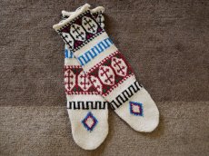 画像1: 新品 イラン製 アクリル混ウール ロング 21-22 cm 手編み靴下 ニットルームソックス Long Knit Room Socks n-al2122-44h5a7 (1)