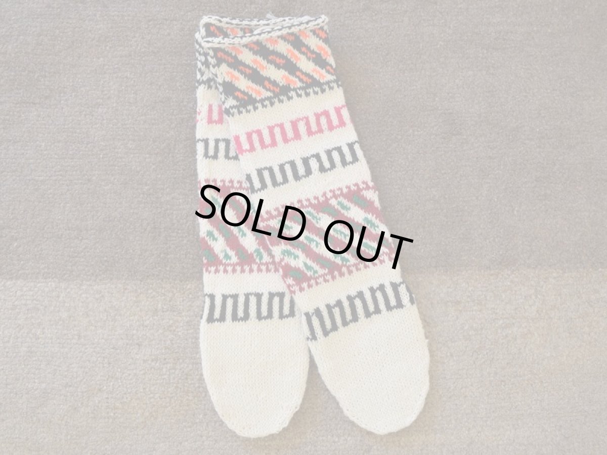 画像1: 新品 イラン製 アクリル混ウール ロング 22-23 cm 手編み靴下 ニットルームソックス Long Knit Room Socks n-al2223-35h5a7 (1)