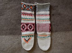 画像2: 新品 イラン製 アクリル混ウール ロング 22-23 cm 手編み靴下 ニットルームソックス Long Knit Room Socks n-al2223-39h5a7 (2)