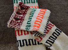 画像3: 新品 イラン製 アクリル混ウール ロング 22-23 cm 手編み靴下 ニットルームソックス Long Knit Room Socks n-al2223-32h5a7 (3)