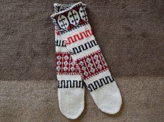 画像1: 新品 イラン製 アクリル混ウール ロング 21-22 cm 手編み靴下 ニットルームソックス Long Knit Room Socks n-al2122-43h5a7 (1)