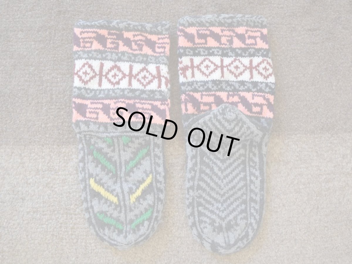 画像2: 新品 イラン製 アクリル混ウール ミドル 23-24 cm 手編み靴下 ニットルームソックス Long Knit Room Socks n-am2324-59h4a5 (2)