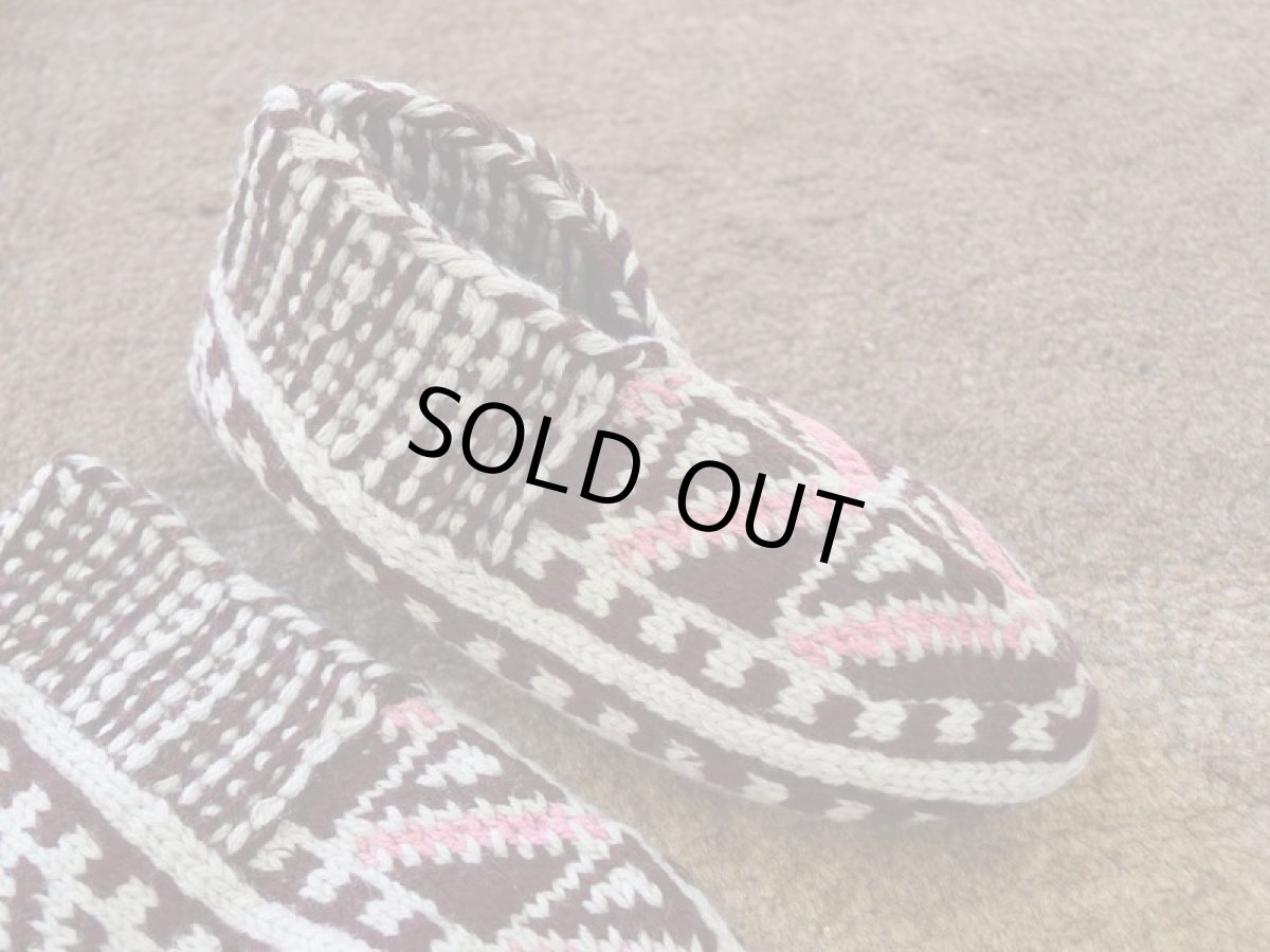 画像3: 新品 イラン製 アクリル混ウール ショート くるぶし丈 25-26 cm 手編み靴下 ニットルームソックス Long Knit Room Socks n-as2526-78h2a3 (3)