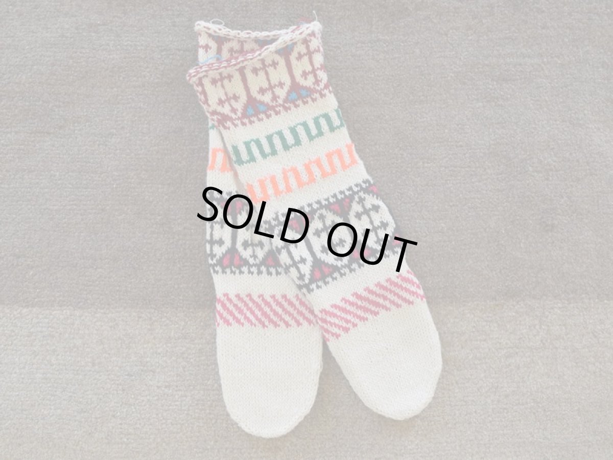 画像1: 新品 イラン製 アクリル混ウール ロング 22-23 cm 手編み靴下 ニットルームソックス Long Knit Room Socks n-al2223-31h5a7 (1)