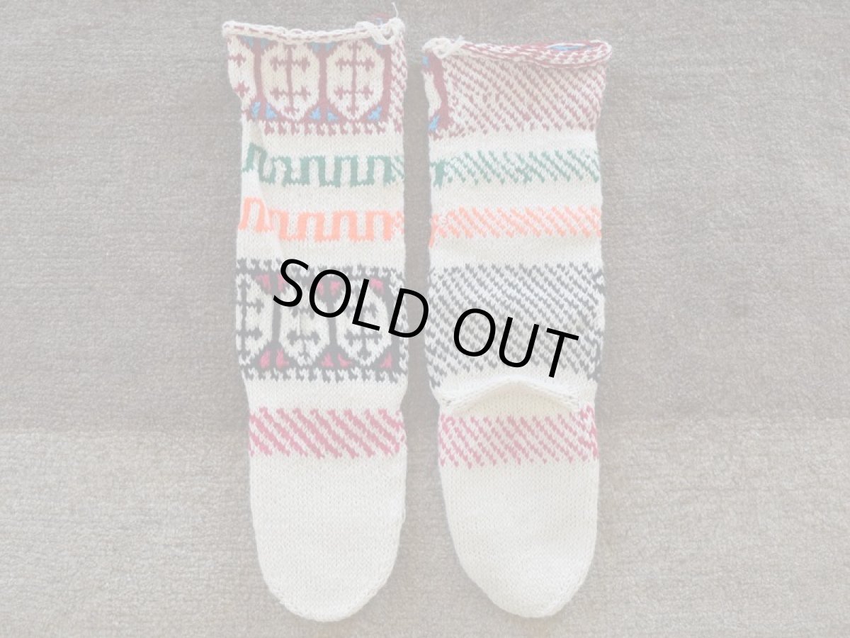 画像2: 新品 イラン製 アクリル混ウール ロング 22-23 cm 手編み靴下 ニットルームソックス Long Knit Room Socks n-al2223-31h5a7 (2)