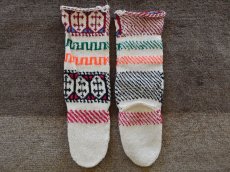画像2: 新品 イラン製 アクリル混ウール ロング 22-23 cm 手編み靴下 ニットルームソックス Long Knit Room Socks n-al2223-31h5a7 (2)