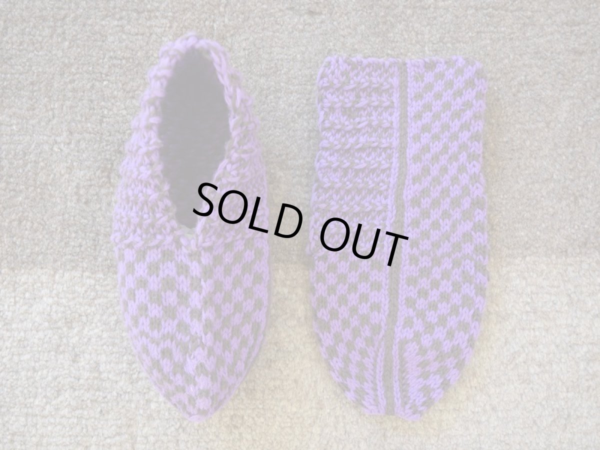 画像1: 新品 イラン製 アクリル混ウール ショート くるぶし丈 24-25 cm 手編み靴下 ニットルームソックス Long Knit Room Socks n-as2425-67h2a3 (1)