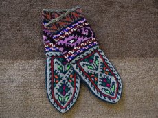 画像1: 新品 イラン製 アクリル混ウール ミドル 22-23 cm 手編み靴下 ニットルームソックス Long Knit Room Socks n-am2223-84h4a5 (1)