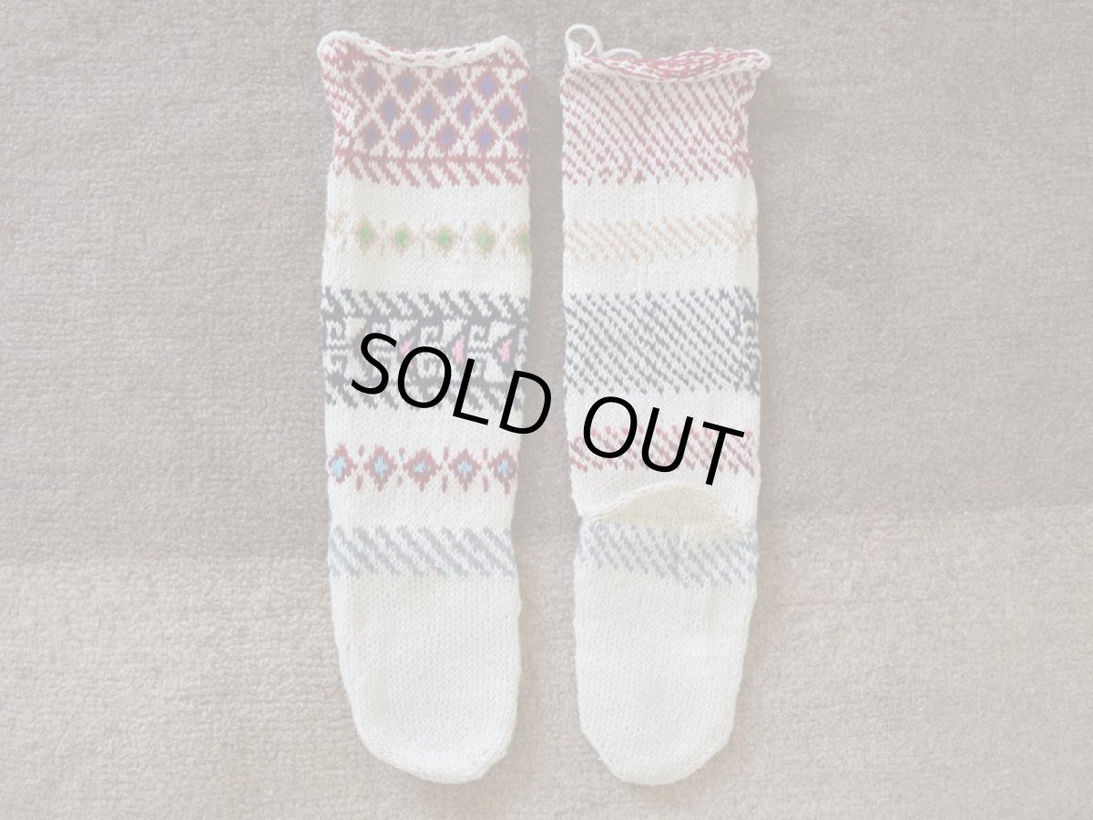 画像2: 新品 イラン製 アクリル混ウール ロング 23-24 cm 手編み靴下 ニットルームソックス Long Knit Room Socks n-al2324-47h5a7 (2)