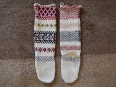 画像2: 新品 イラン製 アクリル混ウール ロング 23-24 cm 手編み靴下 ニットルームソックス Long Knit Room Socks n-al2324-47h5a7 (2)