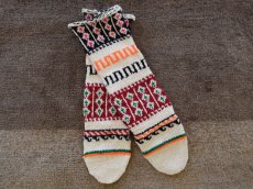 画像1: 新品 イラン製 アクリル混ウール ロング 22-23 cm 手編み靴下 ニットルームソックス Long Knit Room Socksn-al2223-29h5a7 (1)