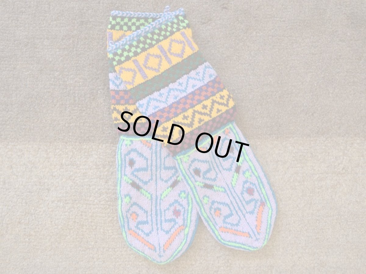 画像1: 新品 イラン製 アクリル混ウール ミドル 23-24 cm 手編み靴下 ニットルームソックス Long Knit Room Socks n-am2324-61h4a5 (1)