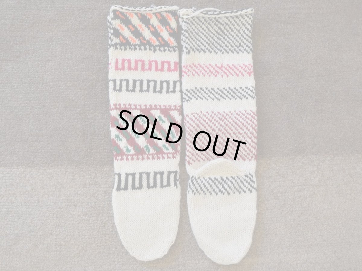 画像2: 新品 イラン製 アクリル混ウール ロング 22-23 cm 手編み靴下 ニットルームソックス Long Knit Room Socks n-al2223-35h5a7 (2)