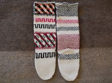 画像2: 新品 イラン製 アクリル混ウール ロング 22-23 cm 手編み靴下 ニットルームソックス Long Knit Room Socks n-al2223-35h5a7 (2)