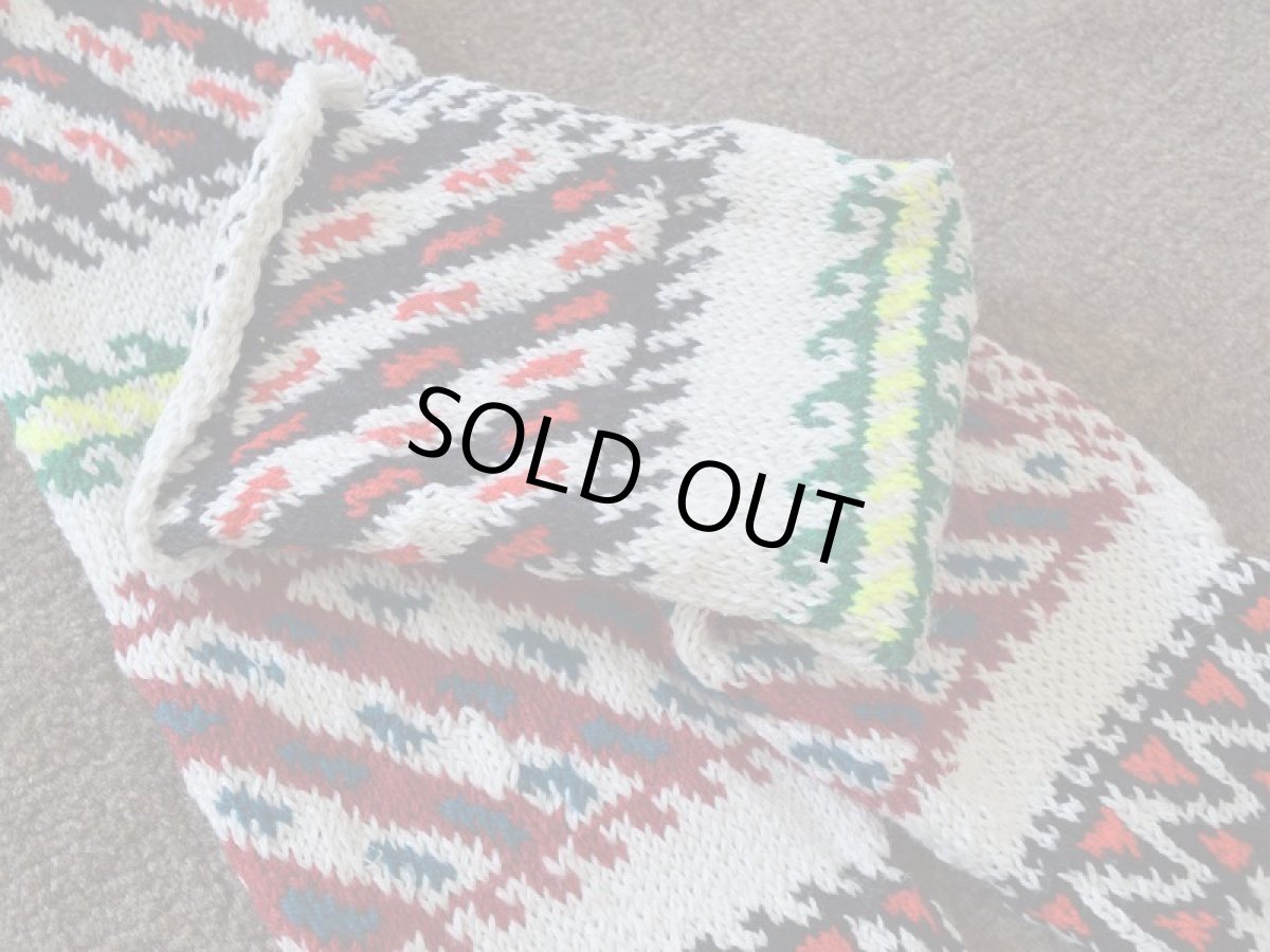 画像3: 新品 イラン製 アクリル混ウール ロング 23-24 cm 手編み靴下 ニットルームソックス Long Knit Room Socks n-al2324-50h5a7 (3)