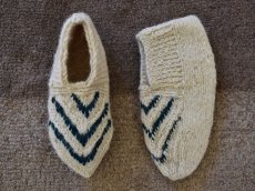 画像1: 新品 イラン製 ウール ショート くるぶし丈 24-25 cm 手編み靴下 ニットルームソックス Long Knit Room Socks n-as2425-66h2a3 (1)