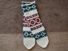 画像1: 新品 イラン製 アクリル混ウール ロング 27-28 cm 手編み靴下 ニットルームソックス Long Knit Room Socks n-al2728-54h5a7 (1)