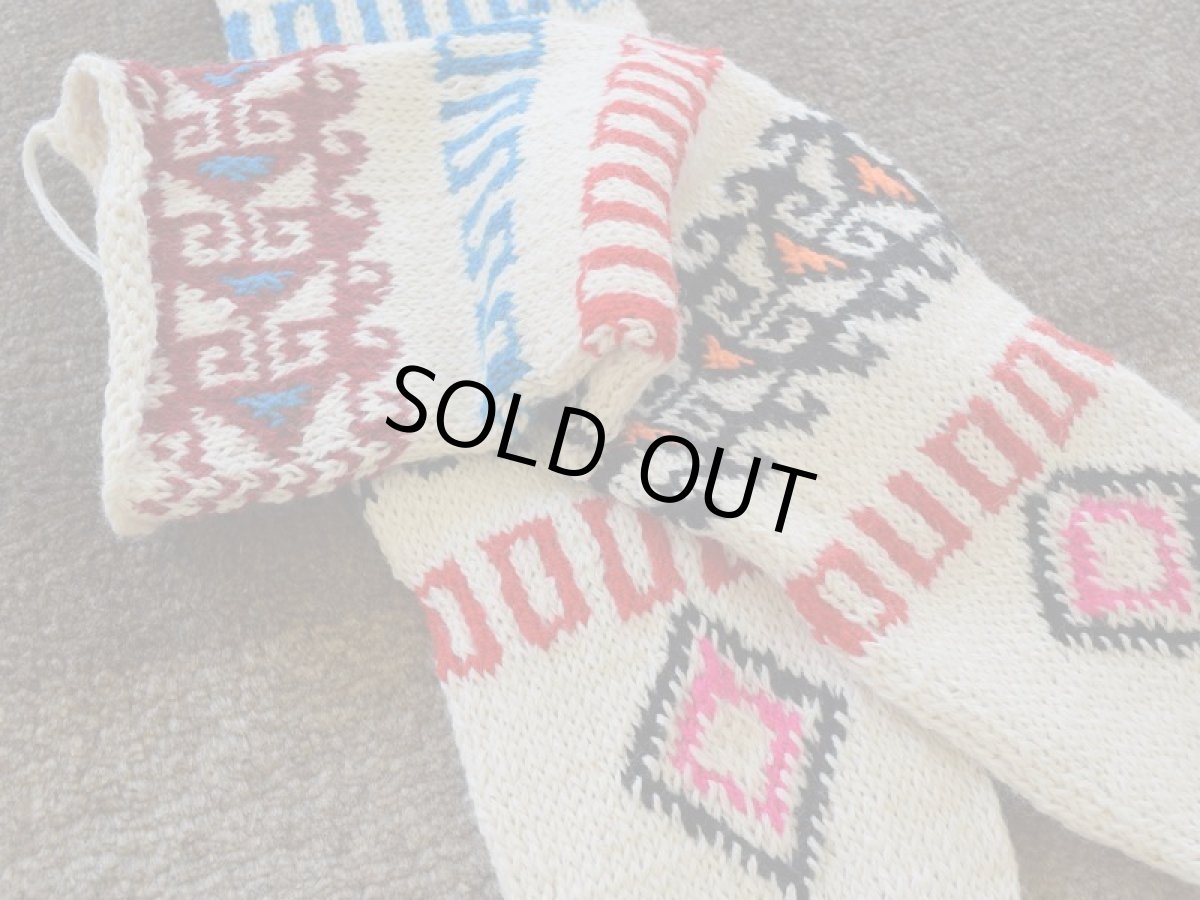 画像3: 新品 イラン製 アクリル混ウール ロング 22-23 cm 手編み靴下 ニットルームソックス Long Knit Room Socks n-al2223-26h5a7 (3)