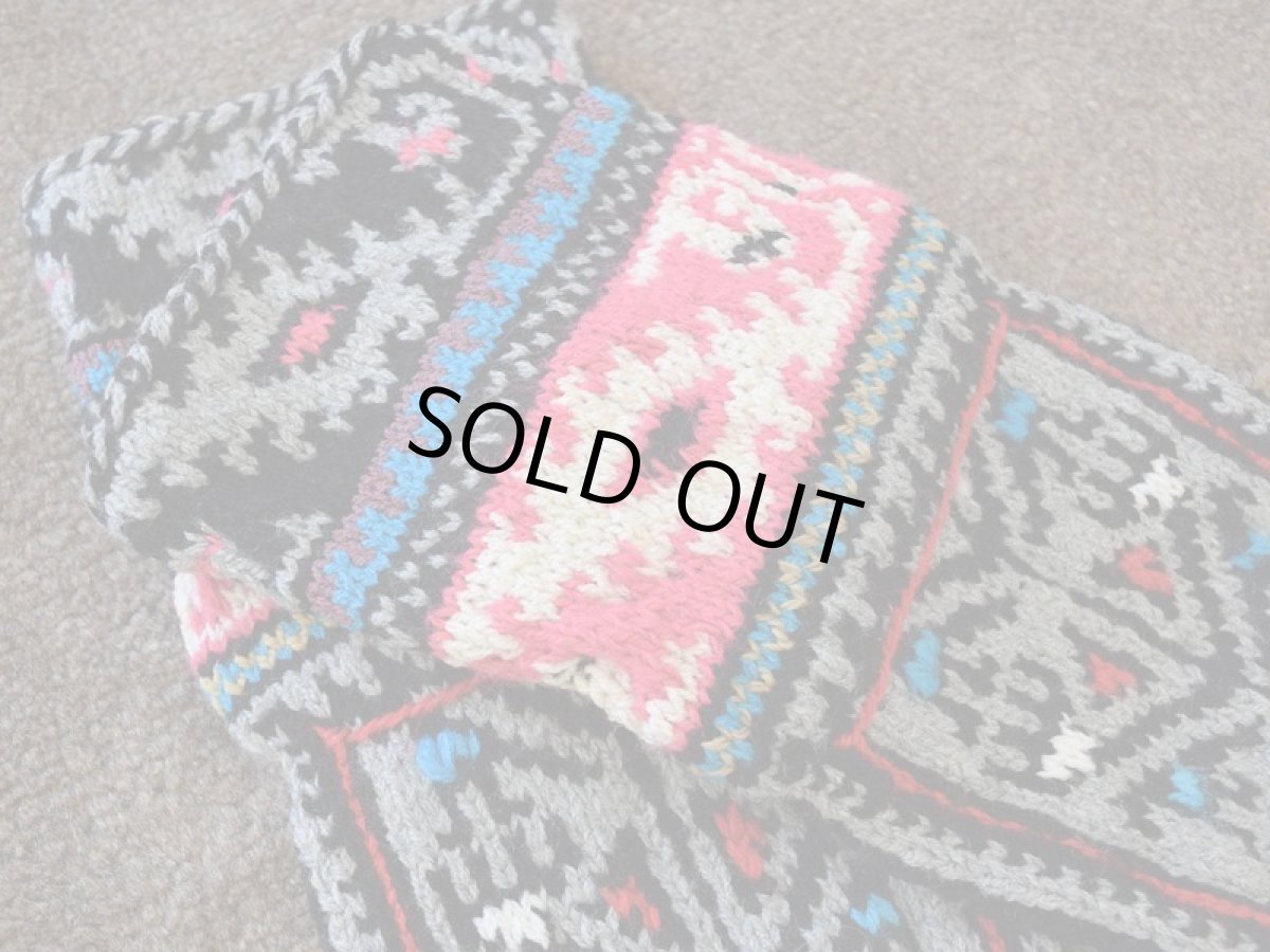 画像3: 新品 イラン製 アクリル混ウール ミドル 23-24 cm 手編み靴下 ニットルームソックス Long Knit Room Socks n-am2324-65h4a5 (3)