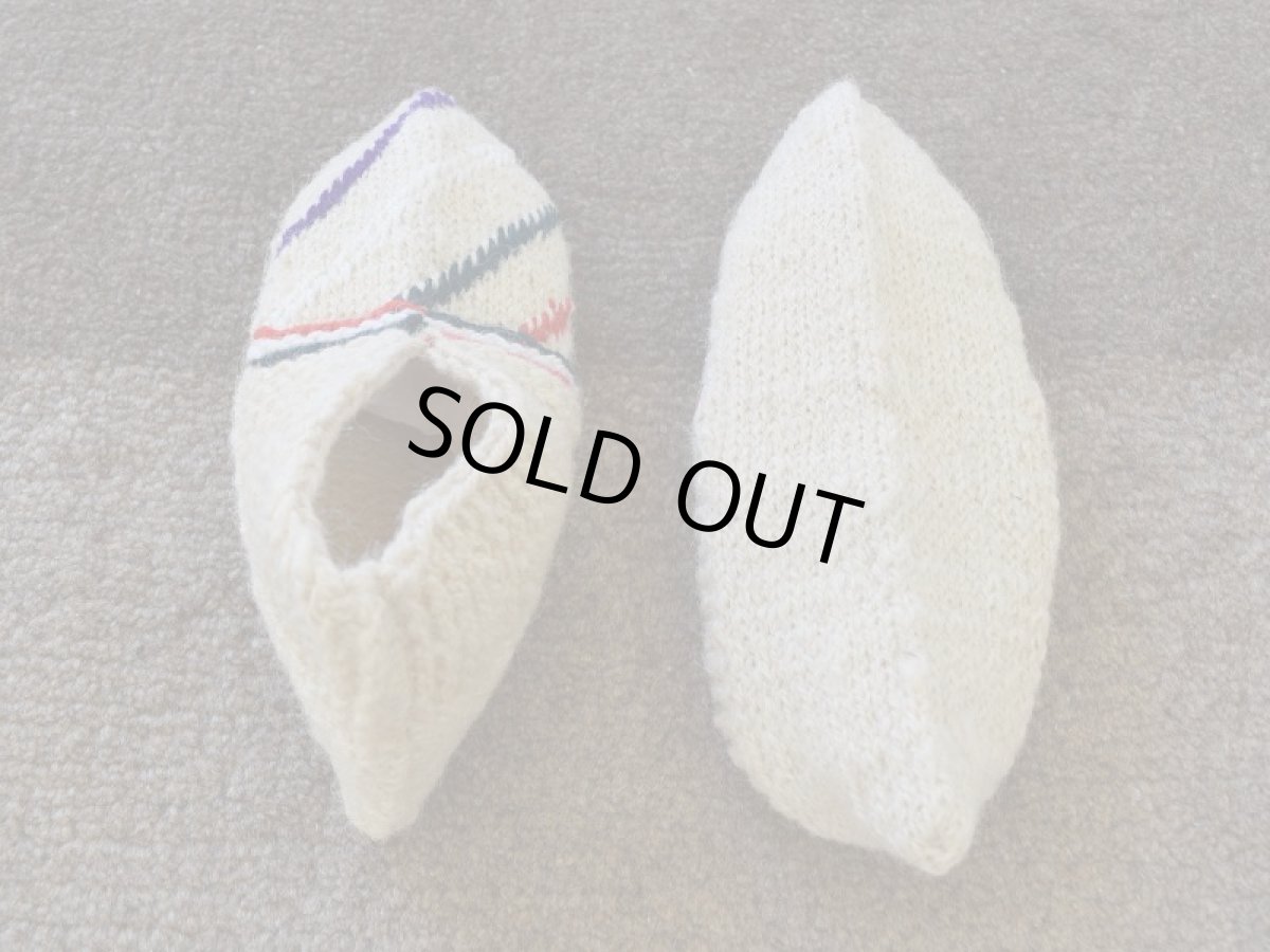 画像2: 新品 イラン製 ウール ショート くるぶし丈 24-25 cm 手編み靴下 ニットルームソックス Long Knit Room Socks n-ws2425-76h2a3 (2)