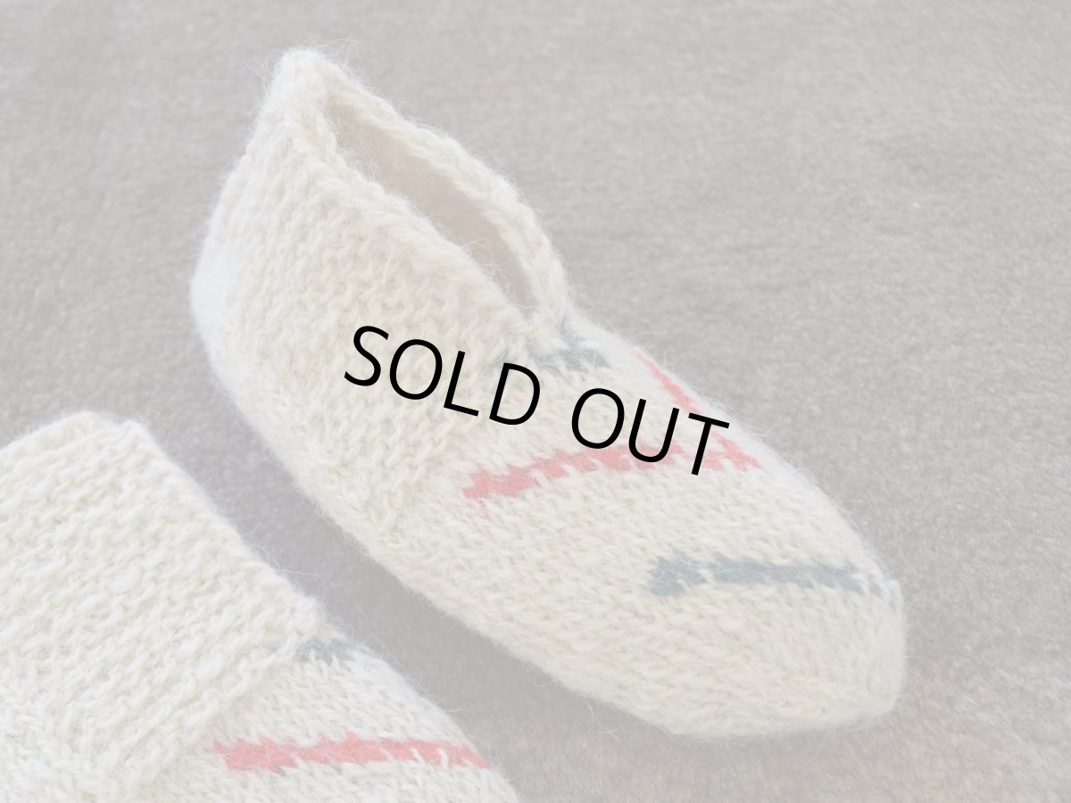 画像3: 新品 イラン製 ウール ショート くるぶし丈 24-25 cm 手編み靴下 ニットルームソックス Long Knit Room Socks n-ws2425-73h2a3 (3)