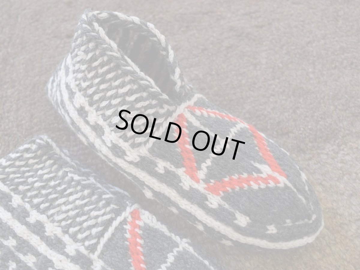 画像3: 新品 イラン製 アクリル混ウール ショート くるぶし丈 25-26 cm 手編み靴下 ニットルームソックス Long Knit Room Socks n-as2526-81h2a3 (3)