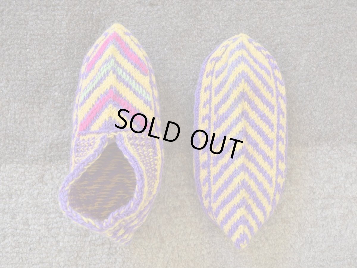 画像2: 新品 イラン製 アクリル混ウール ショート くるぶし丈 24-25 cm 手編み靴下 ニットルームソックス Long Knit Room Socks n-as2425-66h2a3 (2)