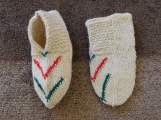 画像1: 新品 イラン製 ウール ショート くるぶし丈 24-25 cm 手編み靴下 ニットルームソックス Long Knit Room Socks n-ws2425-74h2a3 (1)