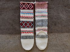 画像2: 新品 イラン製 アクリル混ウール ロング 22-23 cm 手編み靴下 ニットルームソックス Long Knit Room Socks n-al2223-30h5a7 (2)