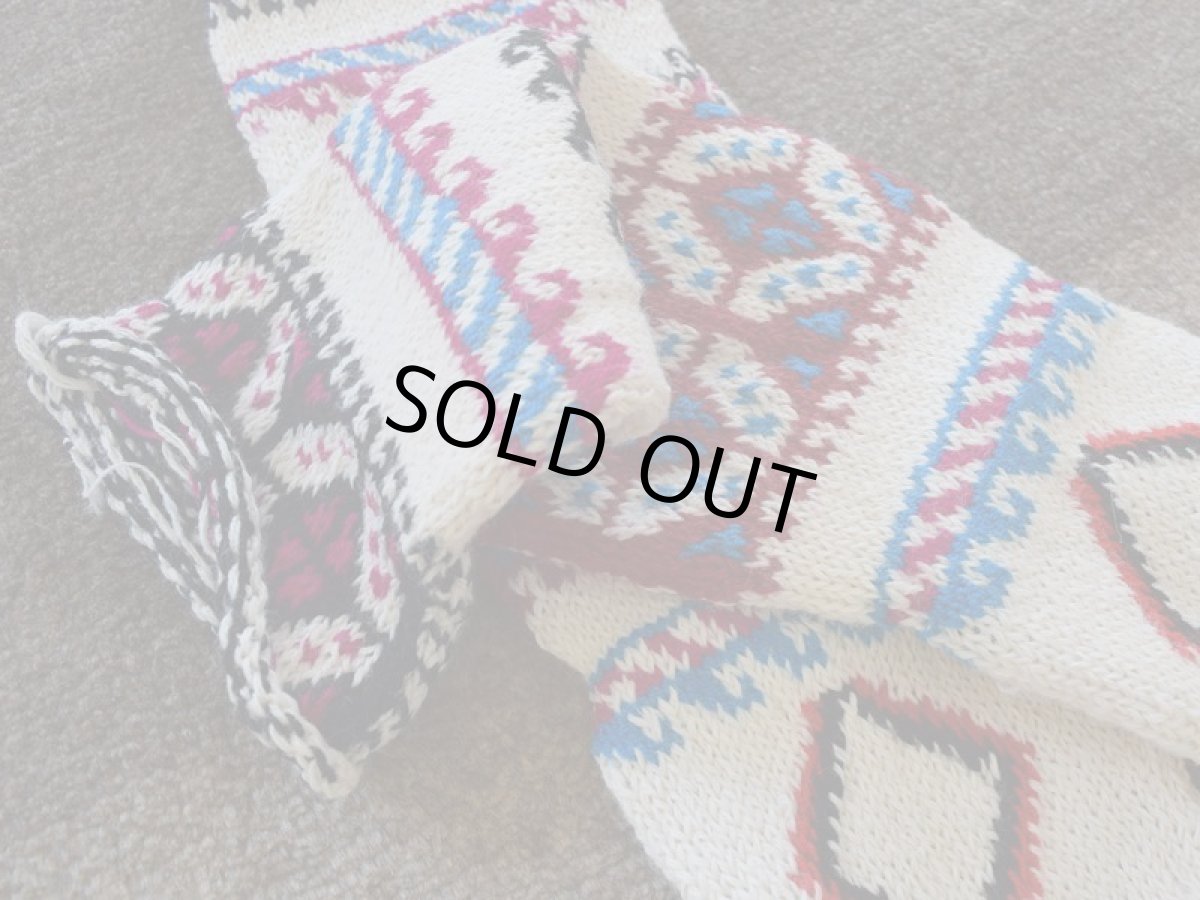 画像3: 新品 イラン製 アクリル混ウール ロング 22-23 cm 手編み靴下 ニットルームソックス Long Knit Room Socks n-al2223-25h5a7 (3)