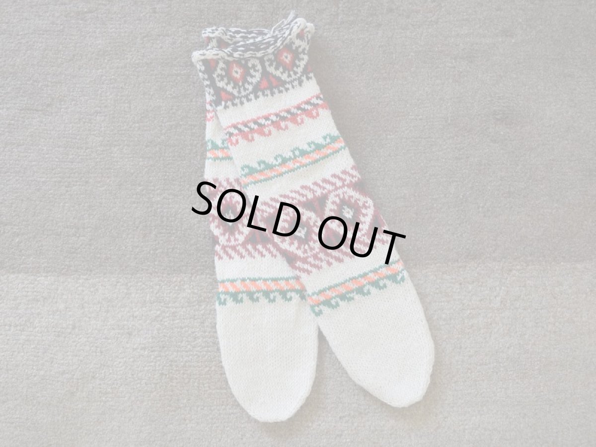 画像1: 新品 イラン製 アクリル混ウール ロング 23-24 cm 手編み靴下 ニットルームソックス Long Knit Room Socks n-al2324-48h5a7 (1)