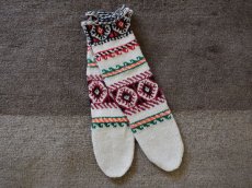 画像1: 新品 イラン製 アクリル混ウール ロング 23-24 cm 手編み靴下 ニットルームソックス Long Knit Room Socks n-al2324-48h5a7 (1)