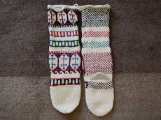 画像2: 新品 イラン製 アクリル混ウール ロング 22-23 cm 手編み靴下 ニットルームソックス Long Knit Room Socks n-al2223-37h5a7 (2)