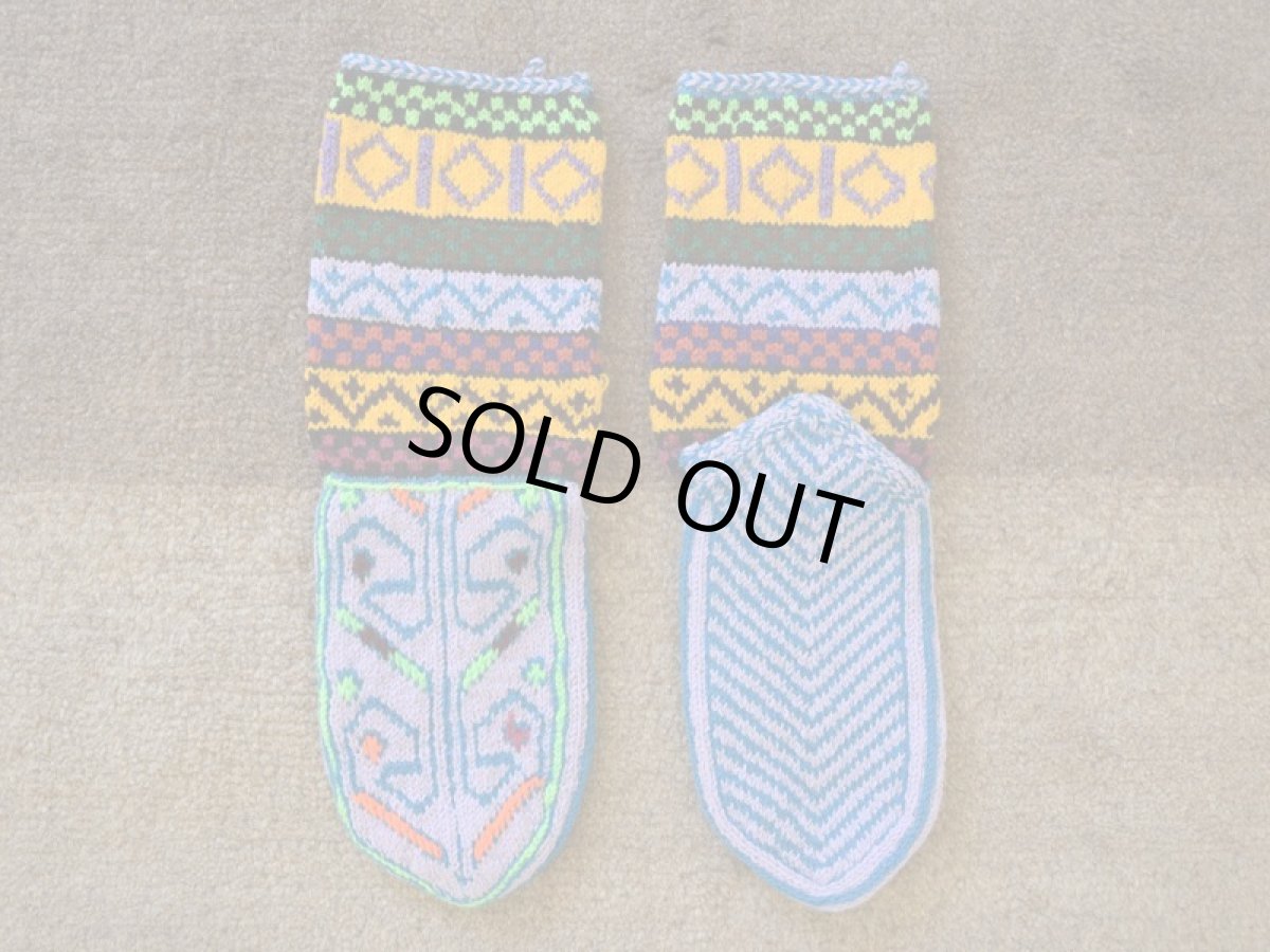 画像2: 新品 イラン製 アクリル混ウール ミドル 23-24 cm 手編み靴下 ニットルームソックス Long Knit Room Socks n-am2324-61h4a5 (2)