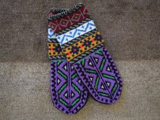 画像1: 新品 イラン製 アクリル混ウール ミドル 21-22 cm 手編み靴下 ニットルームソックス Long Knit Room Socks n-am2122-98h4a5 (1)