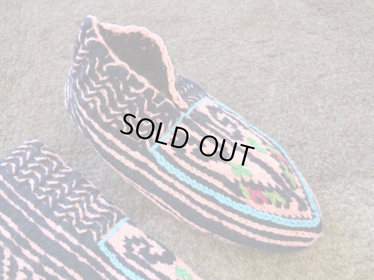 画像3: 新品 イラン製 アクリル混ウール ショート くるぶし丈 24-25 cm 手編み靴下 ニットルームソックス Long Knit Room Socks n-as2425-69h2a3 (3)