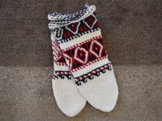 画像1: 新品 イラン製 アクリル混ウール ミドル 21-22 cm 手編み靴下 ニットルームソックス Long Knit Room Socks n-am2122-94h4a5 (1)