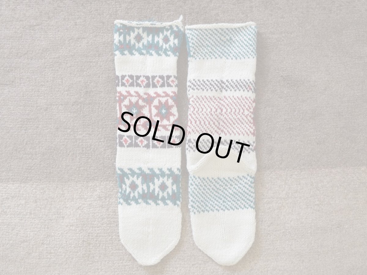画像2: 新品 イラン製 アクリル混ウール ロング 27-28 cm 手編み靴下 ニットルームソックス Long Knit Room Socks n-al2728-54h5a7 (2)