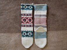 画像2: 新品 イラン製 アクリル混ウール ロング 27-28 cm 手編み靴下 ニットルームソックス Long Knit Room Socks n-al2728-54h5a7 (2)