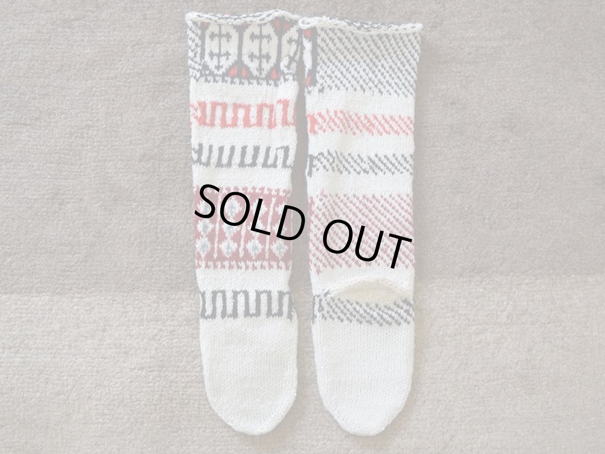 画像2: 新品 イラン製 アクリル混ウール ロング 21-22 cm 手編み靴下 ニットルームソックス Long Knit Room Socks n-al2122-43h5a7 (2)
