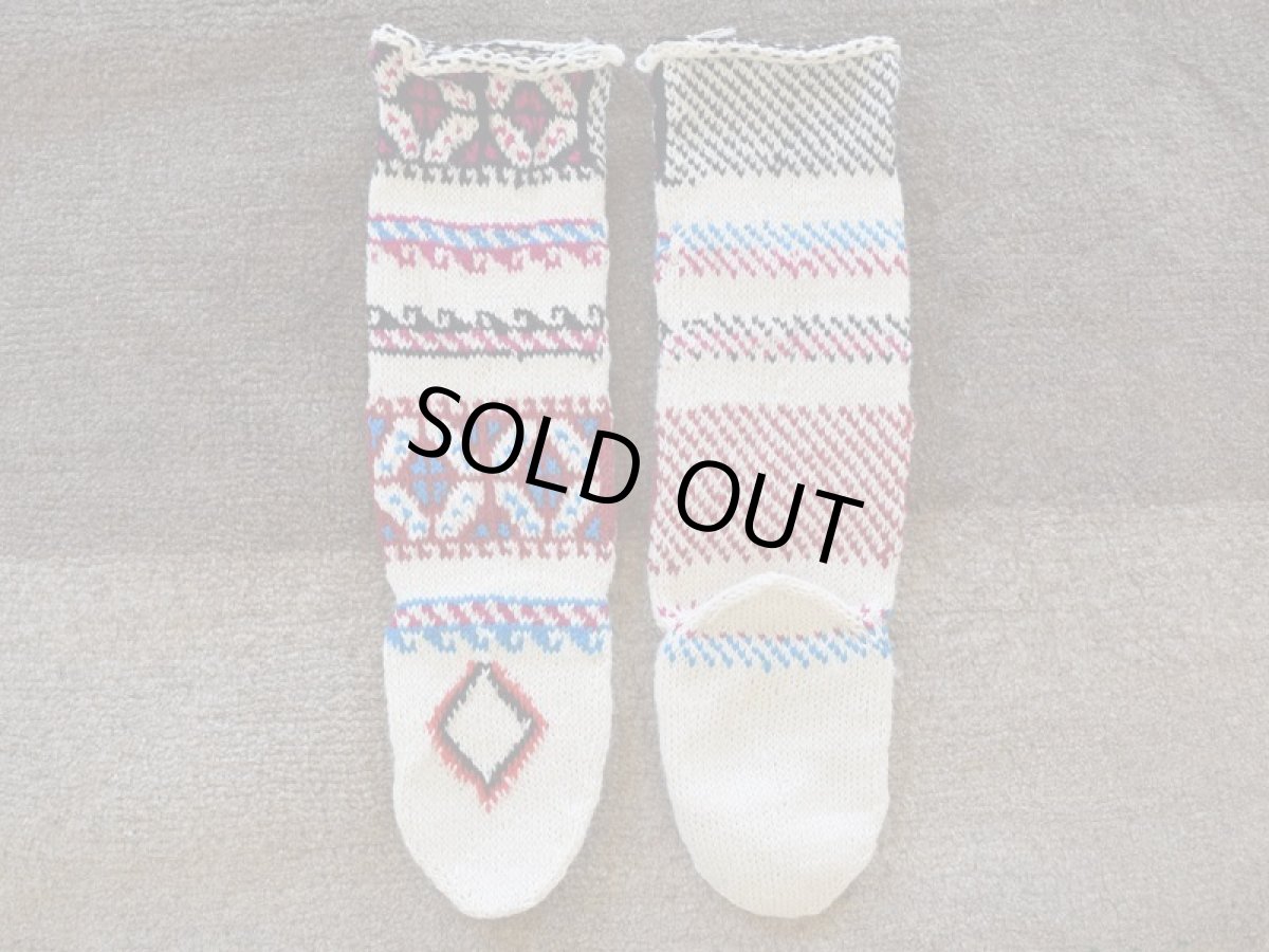 画像2: 新品 イラン製 アクリル混ウール ロング 22-23 cm 手編み靴下 ニットルームソックス Long Knit Room Socks n-al2223-25h5a7 (2)