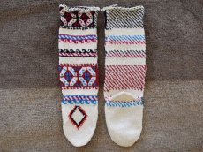画像2: 新品 イラン製 アクリル混ウール ロング 22-23 cm 手編み靴下 ニットルームソックス Long Knit Room Socks n-al2223-25h5a7 (2)