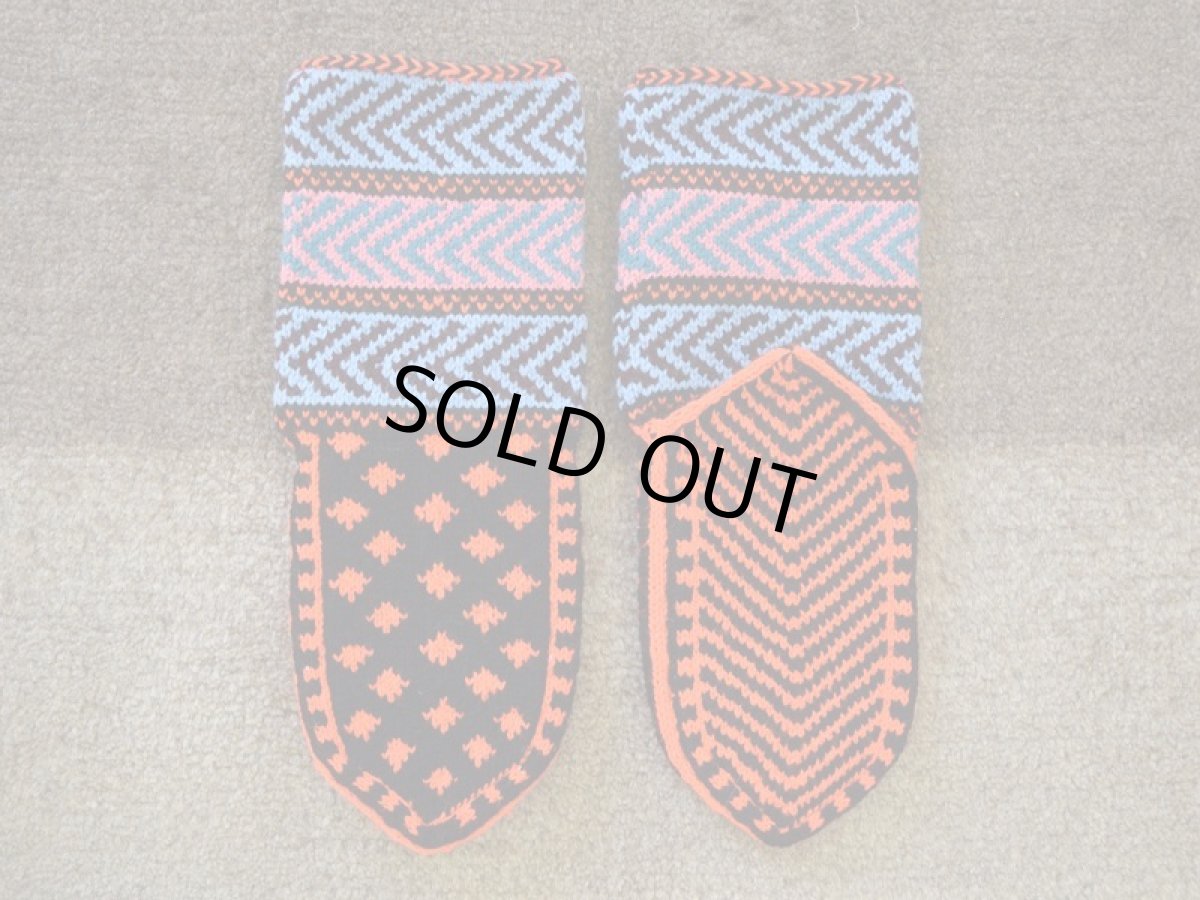 画像2: 新品 イラン製 アクリル混ウール ミドル 21-22 cm 手編み靴下 ニットルームソックス Long Knit Room Socks n-am2122-95h4a5 (2)