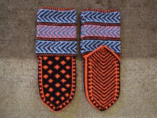 画像2: 新品 イラン製 アクリル混ウール ミドル 21-22 cm 手編み靴下 ニットルームソックス Long Knit Room Socks n-am2122-95h4a5 (2)